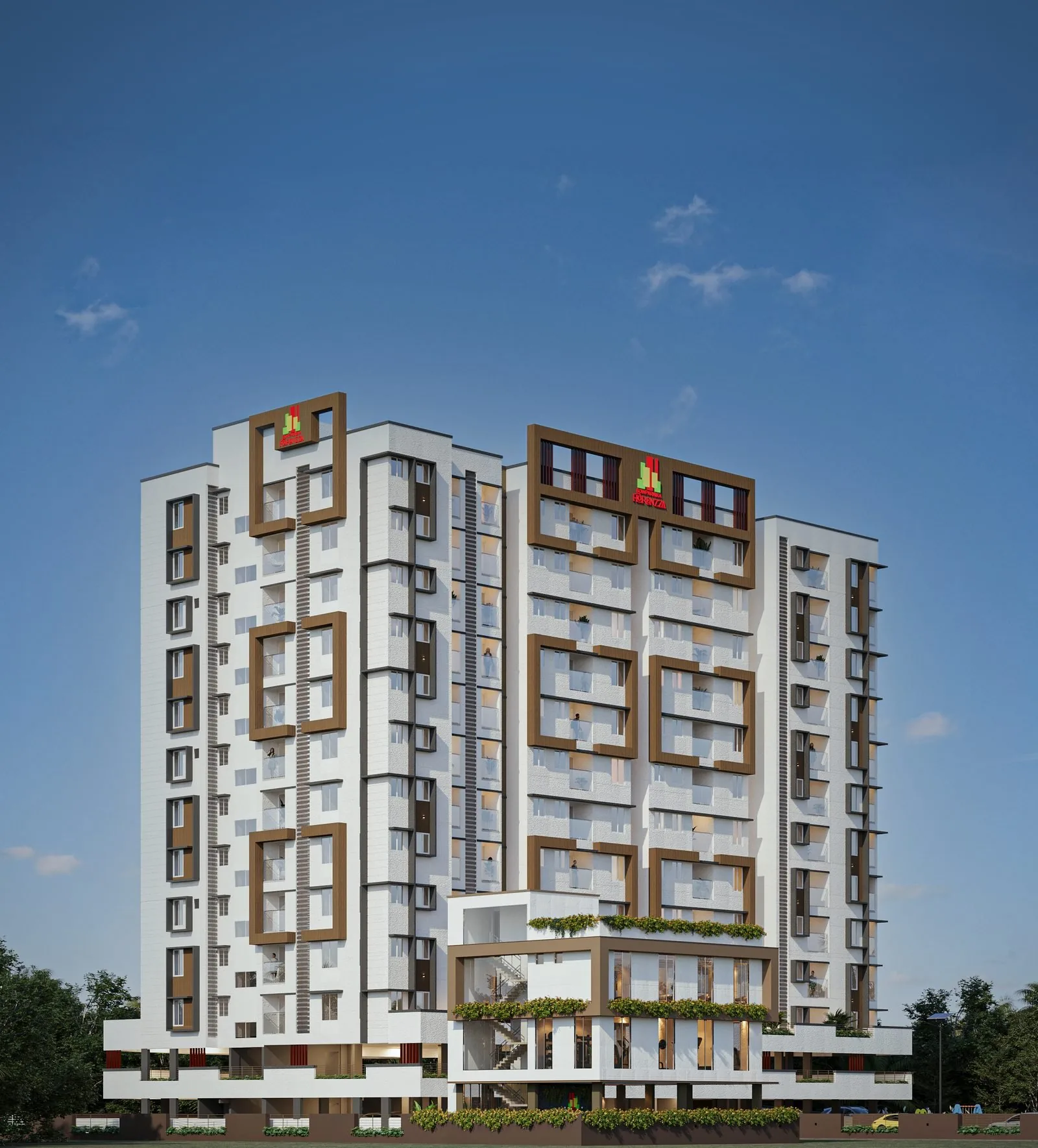 Sowparnika Florenzza premium apartments facade exterior design in Kozhikode