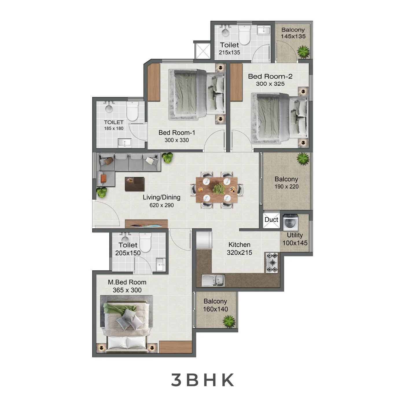 Sowparnika Florenzza 3 BHK grand suite floor plan layout